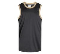 Pullonsy Men's Blank Basketball Jerseys Mesh Athletic Sports Shirts Plain Performance Team Uniforms, Gold Neck-black Jersey, XXL