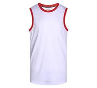 Pullonsy Men's Blank Basketball Jerseys Mesh Athletic Sports Shirts Plain Performance Team Uniforms, Red Neck-white Jersey, 3XL