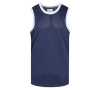 Pullonsy Men's Blank Basketball Jerseys Mesh Athletic Sports Shirts Plain Performance Team Uniforms, White Neck-navy Blue Jersey, M