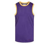 Pullonsy Men's Blank Basketball Jerseys Mesh Athletic Sports Shirts Plain Performance Team Uniforms, Yellow Neck-purple Jersey, Large