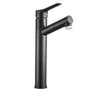 PullOut Bathroom Faucet with 2 Spray Modes Single Handle Sink Mixer Black Washbasin T with Retractable Showerhead - Modern Bathroom Fixtures