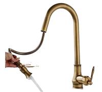PullOut Kitchen Faucet SplashProof Retro Sink Mixer Universal Col& Hot Water Frenchesign for Washbasin UpgradeNozzle