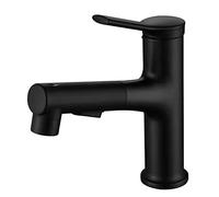 PullOut Sprayer Sink Tap Brass Basin Mixer Faucet with Dual Mode RetractabSingLever Hot & ColWater for Bathroom Silver Design