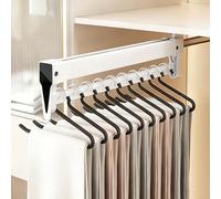 PullOut Trouser Rack for Wardrobe Double 3Sect Sliding Rails AntiSlip & Quiet SpaceSaving nizer for Jeans & Pants (White 31cm)