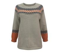 Pullover for Women - Fair Isle Jumper, Colour Block Knitted Jumper Casual Oversizad Christmas Jumper Autumn Winter Lightweight Sweatshirt Soft Comfortable Long Sleeve Shirt Retro Norwegian Women's