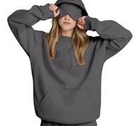 Pullover Hoodie with Builtin Eye Mask for Women, Featuring Loose Fit and Long Sleeves, Suitable for Daily Life, Vacation, and Club Activities Throughout the Year (M Gray)