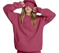 Pullover Hoodie with Builtin Eye Mask for Women, Featuring Loose Fit and Long Sleeves, Suitable for Daily Life, Vacation, and Club Activities Throughout the Year (M Red)