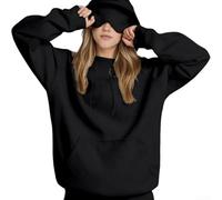 Pullover Hoodie with Builtin Eye Mask for Women, Featuring Loose Fit and Long Sleeves, Suitable for Daily Life, Vacation, and Club Activities Throughout the Year (M Is black)