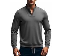 Pullover Men's 1/4 Zip Neck Troyer Fine Knit Sweater Business Work Jumper Classic Sweatshirt Simple Casual Shirt Without Hood Casual Long Sleeve Shirt Plain Sports Shirt, gray, XXL