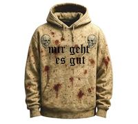 Pullover Men's Halloween Hoodie Bloody Print Pullover Casual Loose Fit Sweatshirt Warm Comfortable Streetwear Gothic Style Solid Hoodie Men, a, XL