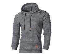 Pullover Men's Hoodie Wafflee Hoodies Hipster Gym Long Sleeve Drawstring Checked Jacquard Pullover Hoodies Casual Pullover Boys Long Sleeve Drawstring Sweatshirt, darkgray, M