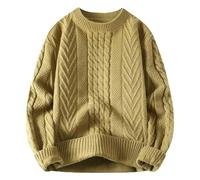 Pullover Men's Knitted Jumper Oversize Crew Neck Cable Knit Pullover Knit Long Sleeve Jumper Sweater Classic Elegant Vintage Pullover Loose Fit Leisure Loungwear Comfortable Sweatshirt, O Army Green