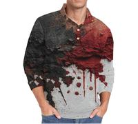 Pullover Shirt 1/4 Zip Men Halloween Jumper Men Outdoor Sweatshirts Stand Collar Sweatshirts Long Sleeve Top Quarter Zip Pullover Blood Printed Hoodies Oversized Long Sleeve Sweatshirts White