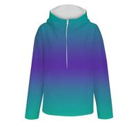 Pullover Sweaters Women Hoodie Women Long Sleeve Fleece Half Zip Up Casual Pullover Oversized Sweatshirt Tops Ladies Lightweight Autumn Winter Sweatshirts Gradient Color Fashion Clothing (Green, XXL)