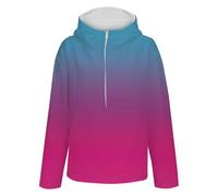 Pullover Sweaters Women Hoodie Women Long Sleeve Fleece Half Zip Up Casual Pullover Oversized Sweatshirt Tops Ladies Lightweight Autumn Winter Sweatshirts Gradient Color Fashion (Hot Pink, XXL)