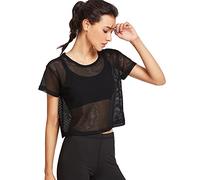 Pullover Tight Women's Meshed Fitness Sport Women Mesh Black Dance Cover Top Women's Blouse T Shirts, black, S