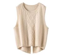 Pullover Vest Women's Knitted Vest Merino Wool Vest Loose Crew Neck Sweater Twisted Knit Vest Knitted Vest Autumn Winter Sleeveless Knitted Jumper Casual Pullover Baggy Leisure Fleece Jacket