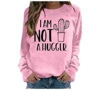 Pullover Women Hooded Autumn Jumper Long Sleeve Sweatshirt Sweatshirt Sweatshirt I Am Not A Hugger Funny Quote Sarcastic Shirt for Women Introvert Avoid Humor, pink, XL