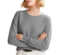 Pullover Women's Knitted Jumper Basic Long Sleeve Cotton Long Sleeve T-Shirt Crew Neck Without Hood Jumper Lightweight Autumn Winter Sweater Plain Elegant Knitted Jumper Knit Soft Sweater, darkgray, L