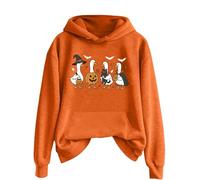 Pullover Women's Red Just A Goose Pullover for Men Women Plain Winter Halloween Print with Long Sleeve Pocket Jumper Transition Jacket Women, orange, M