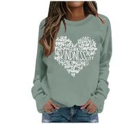 Pullover Women's Sweatshirts Christmas Jumper Friendliness Heart Sweatshirt Love Heart Graphic T-Shirts Inspirational Sweatshirt Tops Light Green