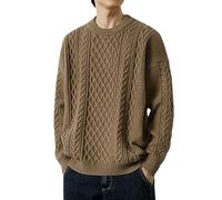 Pullovers for Men Uk Crew Neck Jumper Knit, Chunky Knit Jumper Winter Sweater Unisex Mens Jumpers Cable Knitted Pullover Soft Thermal Mens Cable Knit Jumper Sweater for Sports