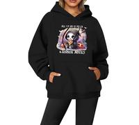 Pullovers Hoodies Womens Scary Pumpkin Graphic Print Colorblock Patchwork Design Autumn Winter Warm Sweatshirt Trick or Treat Clothing Plus Size Halloween Hoodie Festival Treating Black