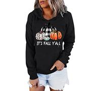 Pullovers Hoodies Womens Scary Pumpkin Graphic Print Hooded Fleece Lined Pullover Autumn Winter Warm Sweatshirt College Halloween outfit Plus Size Hoodie Festival Trick or Treating Black