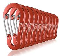 pullther 10 Pcs Multi Carabiner Clips, 70mm/2.76'' Large Carabiner Keyring Clips, Aluminum D-Ring Keychain Carabiners for Outdoor Sports, Hiking, Camping, Fishing - Red