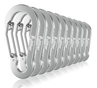 pullther 10 Pcs Multi Carabiner Clips, 70mm/2.76'' Large Carabiner Keyring Clips, Aluminum D-Ring Keychain Carabiners for Outdoor Sports, Hiking, Camping, Fishing - Silver