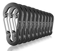 pullther 10 Pcs Multi Carabiner Clips, 70mm/2.76'' Large Carabiner Keyring Clips, Aluminum D-Ring Keychain Carabiners for Outdoor Sports, Hiking, Camping, Fishing - Black