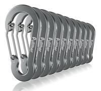 pullther 10 Pcs Multi Carabiner Clips, 70mm/2.76'' Large Carabiner Keyring Clips, Aluminum D-Ring Keychain Carabiners for Outdoor Sports, Hiking, Camping, Fishing - Gunmetal