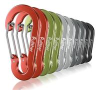pullther 10 Pcs Multi Carabiner Clips, 70mm/2.76'' Large Carabiner Keyring Clips, Aluminum D-Ring Keychain Carabiners for Outdoor Sports, Hiking, Camping, Fishing - Multicolor