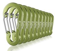 pullther 10 Pcs Multi Carabiner Clips, 70mm/2.76'' Large Carabiner Keyring Clips, Aluminum D-Ring Keychain Carabiners for Outdoor Sports, Hiking, Camping, Fishing - Green