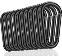 pullther 10 Pcs Multi Carabiner Clips, 75mm/2.95'' Large Carabiner Keyring Clips, Aluminum D-Ring Keychain Carabiners for Outdoor Sports, Hiking, Camping, Fishing - Black