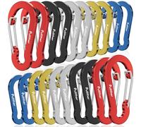 pullther 20 Pcs Multi Carabiner Clips, 50mm/1.96'' Small Carabiner Keyring Clips, Mini Aluminum D-Ring Key Chain Carabiners for Outdoor Sports, Hiking, Camping, Fishing - Multicolor