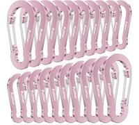 pullther 20 Pcs Multi Carabiner Clips, 50mm/1.96'' Small Carabiner Keyring Clips, Mini Aluminum D-Ring Key Chain Carabiners for Outdoor Sports, Hiking, Camping, Fishing - Pink