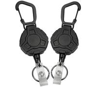 pullther Retractable Keychain, Durable Extendable Badge Holder | Tactical ID Badge Reel, Retractable Lanyard for Key Ring ID Card, 60cm/23.6 inch Fiber Cord, 150g/5.3 oz