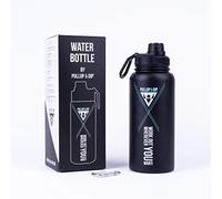 PULLUP & DIP Double-Walled Stainless Steel Sports Water Bottle 950ml, BPA-free, leak proof and vacuum Insulated - ideal for the gym, outdoors, cycling and travel - incl. carabine