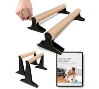 PULLUP & DIP Wooden Parallettes, Low or Medium Gymnastic Bars Handstand Bars With Ergonomical Wooden Handle, Parallette Bars For Calisthenics (LOW Parallettes)