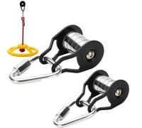 Pully Slacklines, 2 Set Zip Line Kits For Garden, Ziplines Kit, Robust Pulley With 5 Wheels, Steel Cable Pulley For Slider, Strong Loading, Slider Slacklines Pully Plain Bearing Accessories For Ninja