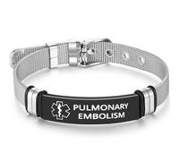Pulmonary Embolism Awareness, Personalized Customized Medical Alert Stainless Steel ID Bracelets Engraved for Men Women,SOS Emergency Health Life Alert ID Engraved Stainless Steel Adjustable Jewelry