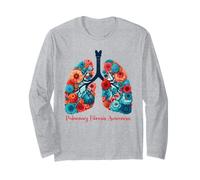 Pulmonary Fibrosis Awareness Lung Flower PF Warrior Support Long Sleeve T-Shirt