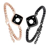 PULOMI Long Distance Touch Bracelets, Light up Remote Smart Matching Couples Bracelet for Couple Long Distance Relationship Girlfriend Boyfriend Festival Gifts Lover Jewelry Set