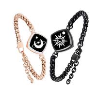 PULOMI Long Distance Touch Bracelets, Vibration & Light up Remote Smart Matching Couples Bracelet for Couple Long Distance Relationship Girlfriend Boyfriend Festival Gifts Lover Jewelry Set