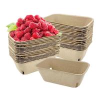 Pulp Fiber Berry Basket - Small Pulp Fruit Punnet, Paper Veggie Tray | Produce Box, Natural Compost Carrier, Packaging Bin For Berries, Tomatoes, , Home Gardening, Retail Displays