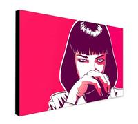 Pulp Fiction - Mia Wallace - Pink Pop Art - Wrapped Framed Canvas Wall Art (A4 [12 x 8 inch / 30 x 20 cm])