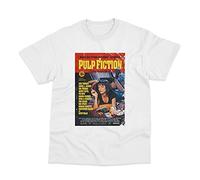 Pulp Fiction Movie Poster Inspired Direct to Garment Printed T-Shirt White XL
