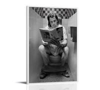 Pulp Movie Posters Fiction Funny Bathroom Vincent Vega On Toilet Bathroom Music Posters for Room Aesthetic Canvas Wall Art Bedroom Decor16x24inch(40x60cm)
