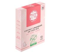 Pulpe de Vie - Set of 3 Certified Organic Fabric Face Masks - Anti-waste! Declassified Fruits - Enhances the Skin - Triple Action - Purify - Hydrate - Illuminate